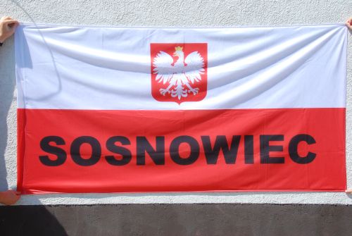 Flaga Polski z napisem